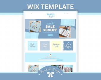 Wix-websitesjabloon, pastelkleurige schemering, schattige pastelkleurige Wix-sjabloon, e-commercewebsite, knutselaars, kinderkleding, docenten, webdesign, PDC