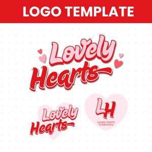 Red Pink Hearts Logo Template: DIY Editable Canva Design (Digital Download)