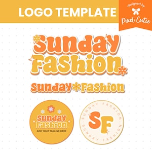Logo Design in Bright Yellow, DIY Logo, Canva Logo, Editable and Customizable Logo