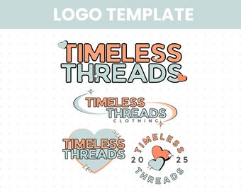 Retro Logo Template, Small Business Branding, Cute Logo, Vintage Brand, Canva Templates