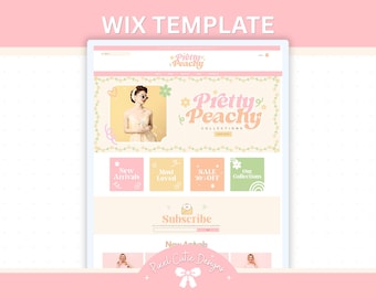Pink Peach Spring Wix Website Template: Customizable Online Store, Cute Website For Small Business Brand, PPC