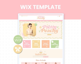 Pink Peach Spring Wix Website Template: Customizable Online Store, Cute Website For Small Business Brand