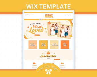 Wix Template, Retro Website, Yellow Orange, Editable Canva , For Small Business Brand , Vintage Shop