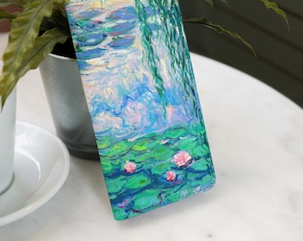 Funda tipo cartera con diseño de nenúfar para iPhone 17 Pro Max, 16 Plus, 16e, 15, 14, 13, 12 SE, Samsung S25, S26, S24 FE, S23, S22, S20, A55, A54, A25, A53, A56, A36 (GL141_W)