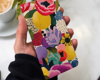 Funda tipo cartera con diseño floral para iPhone 17 Pro Max, 16, 16e, 15, 14, 13, 12, 8 SE, Samsung S25 Ultra, S24 FE, S23, S22, S20, A55, A54, A25, A53, A56, A36 (GL127).