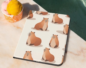 Cute Capybara iPad Case With Pencil Holder for iPad 11/10/9/8 Gen