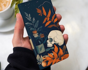 Samsung S25 S24 FE s23 S22 S21 S20 A56 A53 フェイクレザー スカル ウォレットケース iPhone 16+ 15 14 13 12 xr 8 SE Google Pixel 8a 7a 9 gl013w