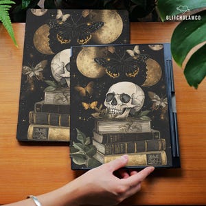Skull moon case for reMarkable Paper pro 11.8&quot; reMarkable 2 10.3&quot;, Protective Folio Flip with Built-in Pen Holder Slot, flip Gift gli038