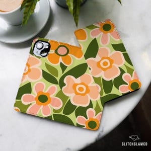 Groovy flowers wallet case for iPhone 15 16 pro max 14 13 12 8 SE Samsung S24 FE s23 S22 S21 S20 A56 S25 A53 Google Pixel 8a 7a 6 9 gl011w