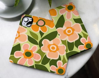 Groovy flowers wallet case for iPhone 15 16 pro max 14 13 12 8 SE Samsung S24 FE s23 S22 S21 S20 A56 S25 A53 Google Pixel 8a 7a 6 9 gl011w