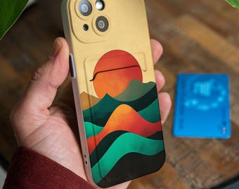 Funda con diseño de montaña Groovy para iPhone 12 Pro Max, 16 Plus, 15, 14, iPhone 13 Mini, XR, iPhone 8 SE 2022, Samsung S21 FE, S24, S23, Galaxy S22, S20, GL016