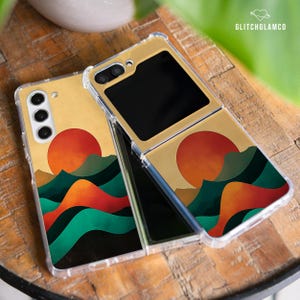 Abstract mountain case for Samsung Z Fold 4 Z Fold 6 5g Z Flip 6 4 Z Flip 7 5 5g soft TPU Google Pixel 9 pro Fold Moto Razr Plus 2024 gl016