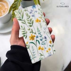 Field flower faux leather wallet case for Samsung S22 S24 FE 5g s23 S21 S20 A56 S25 A53 iPhone 16 15 14 13 12 xr 8 SE Pixel 8a 7a 6 9 gl033
