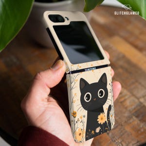 Bonita funda de gato negro para Samsung Z Fold 6, Galaxy Z Flip 6, Z Flip 4, Z Flip 5, 3, 5 g, Z Fold 4, TPU, Moto Razr Plus, Google Pixel 9 Pro Fold gl024