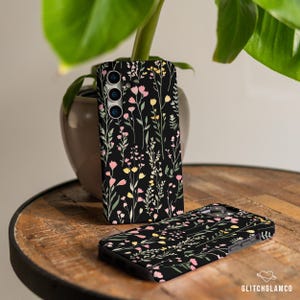 Black floral case for Samsung Galaxy S22 plus S24 FE S23 pro S21 Ultra S20 Note 20 10 9 8 Galaxy A55 A16 A12 A14 A52 5g A51 A53 A71 gl003