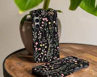 Black floral case for Samsung Galaxy S22 plus S24 FE S23 pro S21 Ultra S26 Note 20 10 9 8 Galaxy A55 A16 A12 A14 A52 5g A51 A53 A71 gl003
