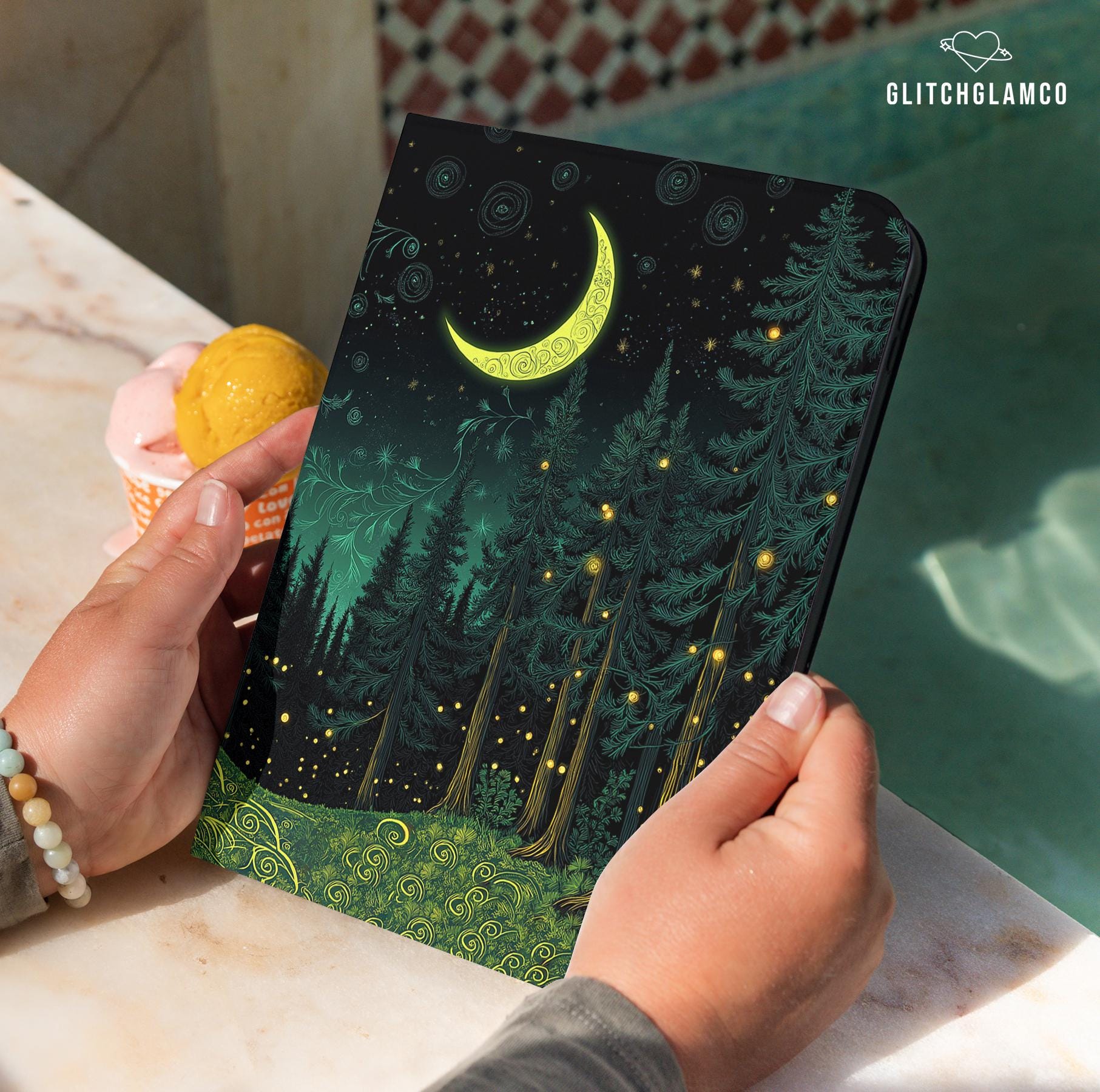 Etui Magic Moon Forest do iPada Air 6 5 4, iPada Mini 7 6 iPada 2024 2022 Etui pasuje do iPada Pro 11 12,9 iPada 10. 9. 8. generacji Folio Stand gli008