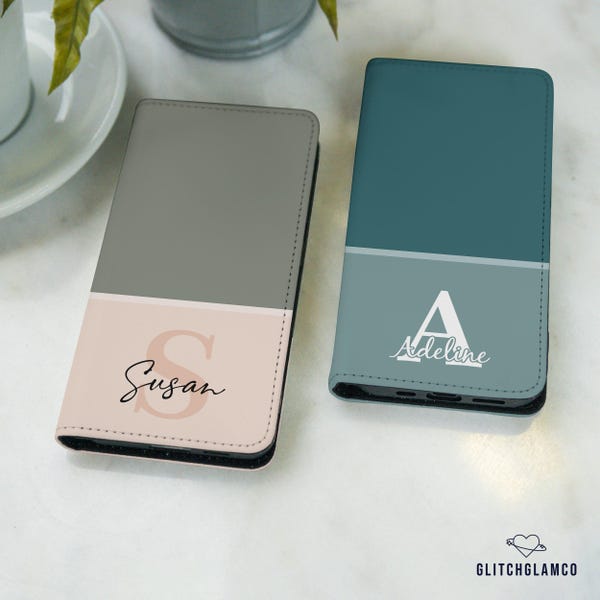 Custodia a portafoglio personalizzata con nome per iPhone 17 pro max 16 plus 15 14 13 12 xr 8 SE Samsung S25 S24 FE s23 S22 S20 A25 A53 A56 A36 A16 Pixel 8a 7a 6 9