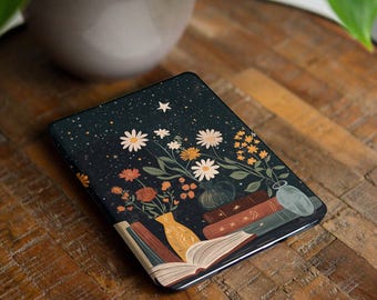 Floral bookshelf case for Kindle Paperwhite 12th 11th gen 6.8" 7 inch Colorsoft 2024 KPW Scribe Kindle Oasis 3 Cover botanical Kindle Kobo