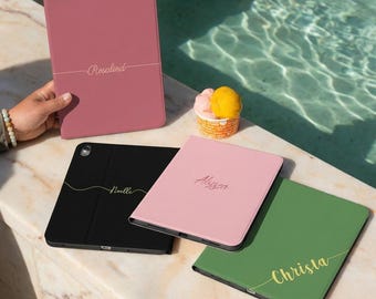 Custodia personalizzata con nome per iPad 10.2" 10.9" 11" 12.9", Pro 2025 2024, Air 5, Mini 6 7, 10a 9a 8a generazione, cover con iniziali personalizzate