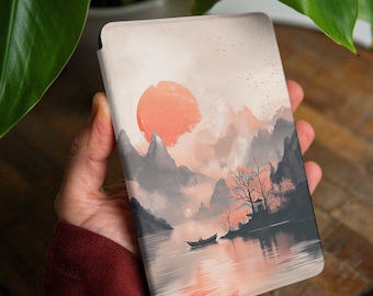 Red sun Asia case for Colorsoft 2025 Kindle Paperwhite 11 gen 12th 6.8" 7" Kobo Libra 2 Color KPW Scribe Kindle Oasis 3 Mountain Cover 25