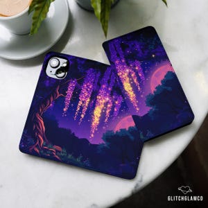 Capa carteira Magic Forest para iPhone 14, 16 Plus, 15 Pro, 13, 12, XR, 8 SE, Samsung S24 FE, S23, S22, S21, S20, A56, S25, A53, Google Pixel 8a, 7a, 6, 9, gl035w