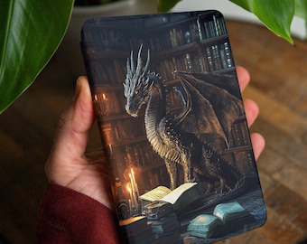 Dragon library case for Paperwhite 12th 11th gen 6.8" 7 inch Kobo Color BW Libra Kindle Colorsoft 2024 KPW Scribe  Oasis 3 dark magic 049