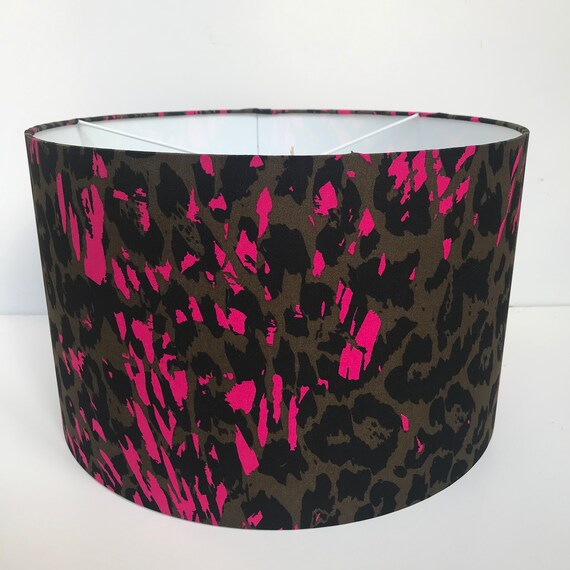 Leopard Print Large 40cm Drum Lampshade Cool Animal Pink Lighting Amazing Fabric Lights