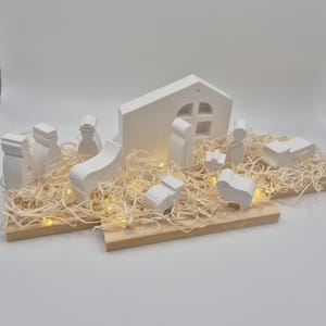 Mini Nativity scene made of Raysin with wood I small Raysin Christmas crib