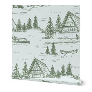 Haus am See Tapete, Berg Wandbild, Outdoor Abenteuer Tapete, Kinderzimmer Wanddekoration, Baby Jungen Zimmer Tapete