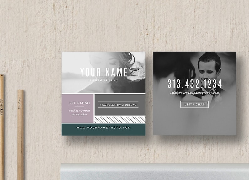 Business Card Design - Square Business Card Template for Photogr