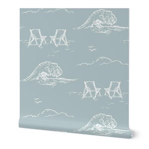 Beach Wallpaper for Coastal Homes & Baby Boy Nurseries - California Waves Surfing Wallpaper - Removable Peel and Stick Wallpaper Design