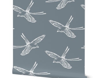 Vintage Bird Wallpaper for Mid-Century Modern Homes - Removable Peel and Stick Wallpaper for Bohemian Homes, Rental Properties, & Dorm Rooms