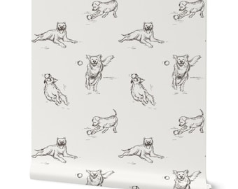 Minimal Hand-Drawn Dog Wallpaper: Pet Lover Nursery & Kids Room Decor