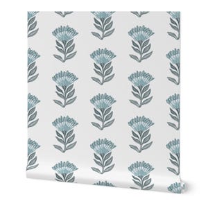 Blue Floral Medallion Wallpaper, Cottagecore Peel and Stick, Vintage Inspired Botanical Wall Art for Bedrooms, Nurseries & Accent Walls