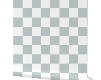 Blue & White Geometric Checkered Nursery Wallpaper - Removable Peel and Stick Design