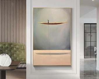 Oil Painting Original on Canvas, Original Paintings, Abstract Oil Painting, Large Wall Art, Sailing Boat Abstract Wall Art, Hand Painted Art