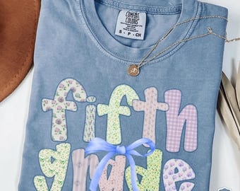 Comfort Colors® Fifth Grade Teacher Shirt, Cute 5th Grade Teacher Tshirt, Fifth Grade Teacher Appreciation Gift, Coquette Bow TShirt