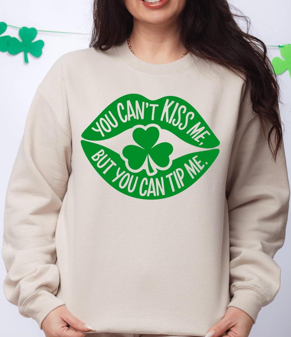 You Can'T Kiss Me But You Can Tip Me, Lucky Patrick'S Day Shirt, Green Lips Irish Shirt, St. Patrick'S Day Shamrock, St. Paddy'S Day Outfit Moderndaydecors
