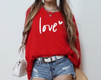 Love Heart Sweatshirt: Minimalist Valentine's Day Hoodie
