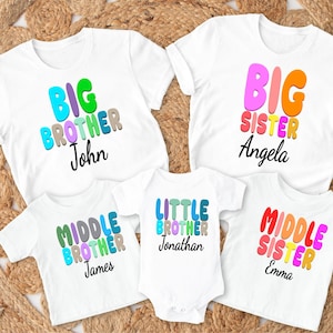 Personalized Family Sibling Shirts, Matching Shirts, Big Brother, Big Sister, Little Brother, Little Sister, Baby Shower, Baby Announcement