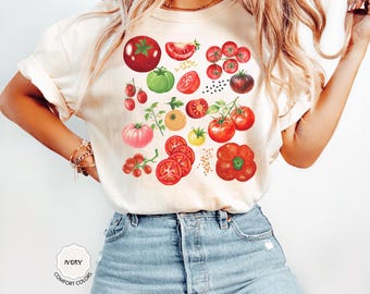 Comfort Colors® Tomato Shirt, Fruit Shirt, Botanical Shirt, Cottagecore Clothing Vegan Shirt, Garden Shirt Vegetable Shirt,Aesthetic Clothes