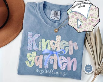 Personalized Kindergarten Teacher Comfort Colors® Shirt, Kindergarten Shirt, Kinder Crew, Back to School Teacher Gift, Pre-K Teacher Gift