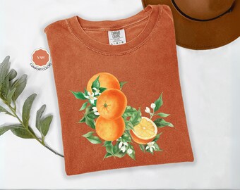 Comfort Colors® Vintage Orange Shirt, Art Graphic Fruit Shirt, Pastel Drawing Oranges Shirt, Foodie Vintage Graphic Tee, Aesthetic Fruit Tee
