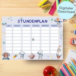 Digital Timetable Space Children | Timetable School | Timetable Print | Timetable Boys and Girls | Universe | Download
