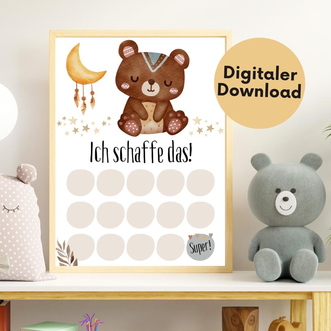 Reward Chart for Kids | Boho Bear | Reward System for Children | Reward ...