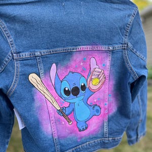 Hand Painted Jacket, Personalized Jean Jacket, Custom Kids Jacket, Unique Customized Clothes, Custom  Jacket , Gift for Kids, Stitch