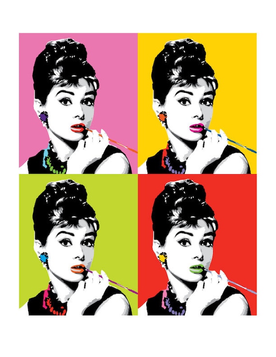 Audrey POP ART Digital Download 4up Warhol-style Pop - Etsy
