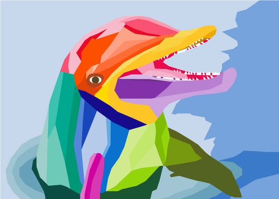 Dolphin 10.5 X 7.5 Wpap-Style POP ART Design Andy Warhol-Style.