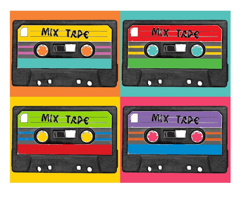 Retro Cassette Tape POP ART Digital Download 4up | Warhol-style Pop Art ...